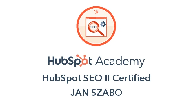 HubSpot Academy - SEO II Certification Badge for Jan Szabo